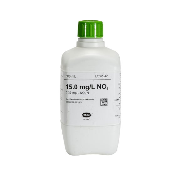 Dusičnany, štandardný roztok, 15 mg/L NO₃ (3,39 mg/L NO₃-N), 500 mL