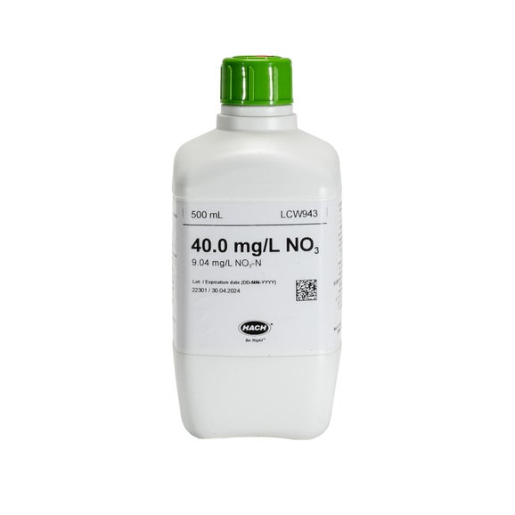 Dusičnany, štandardný roztok, 40 mg/L NO₃ (9,04 mg/L NO₃-N), 500 mL