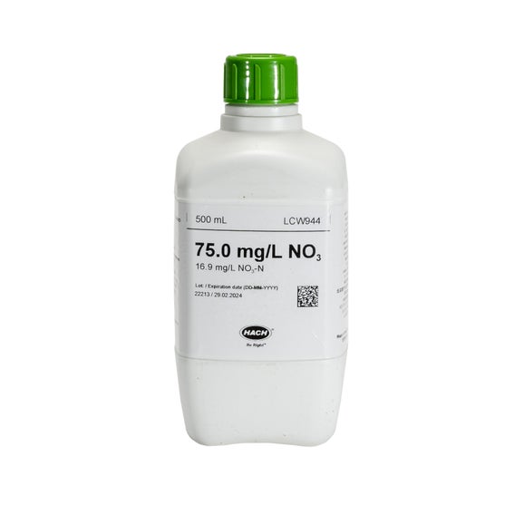 Dusičnany, štandardný roztok, 75 mg/L NO₃ (16,9 mg/L NO₃-N), 500 mL